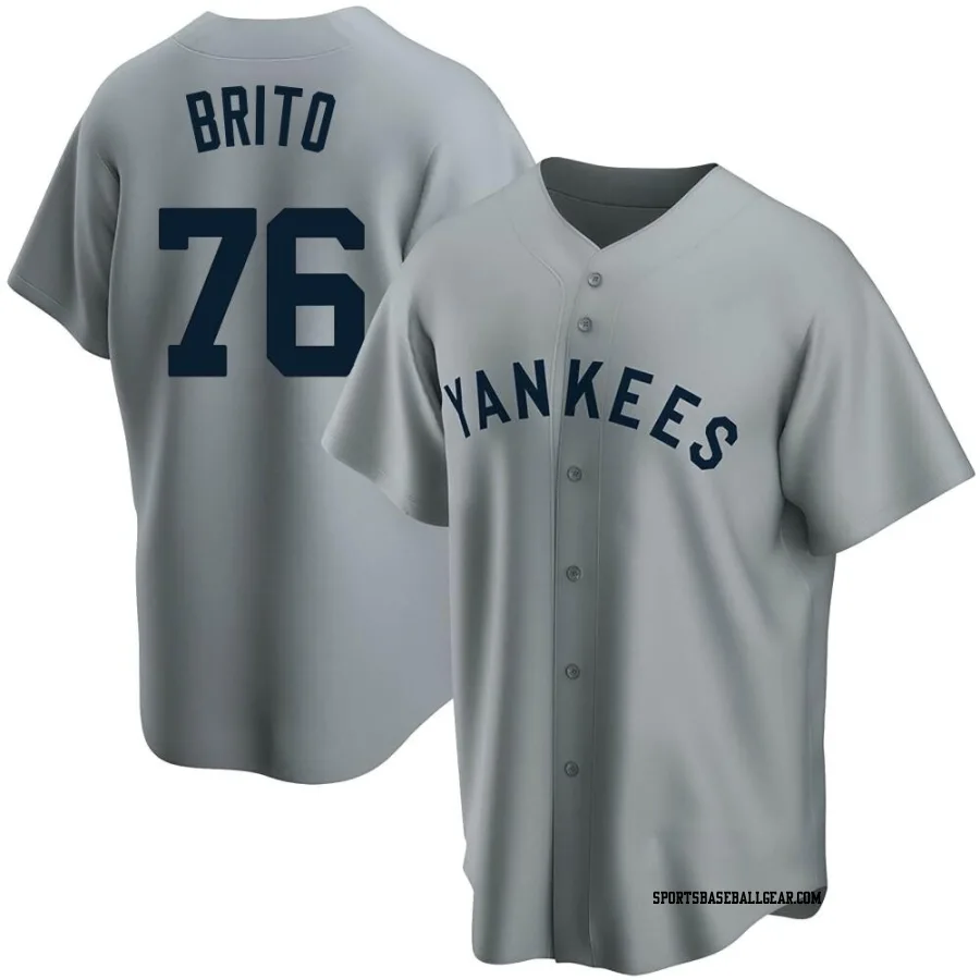 Jhony Brito Men's New York Yankees Gray Replica Road Cooperstown Collection Jersey