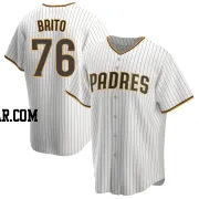 Jhony Brito Men's San Diego Padres White/Brown Replica Home Jersey