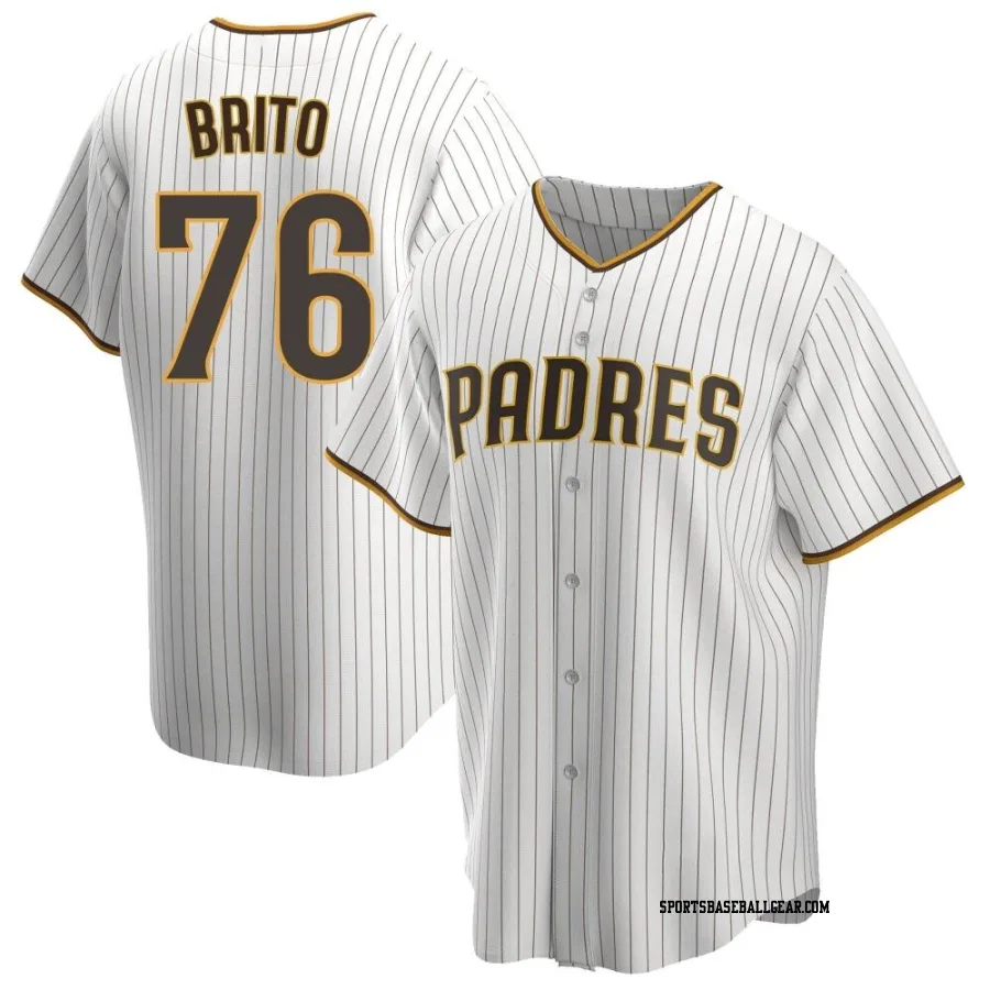 Jhony Brito Men's San Diego Padres White/Brown Replica Home Jersey