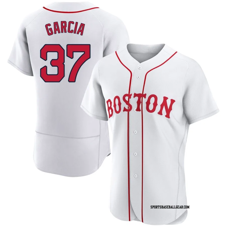 Jhostynxon Garcia Men's Boston Red Sox White Authentic 2021 Patriots' Day Jersey