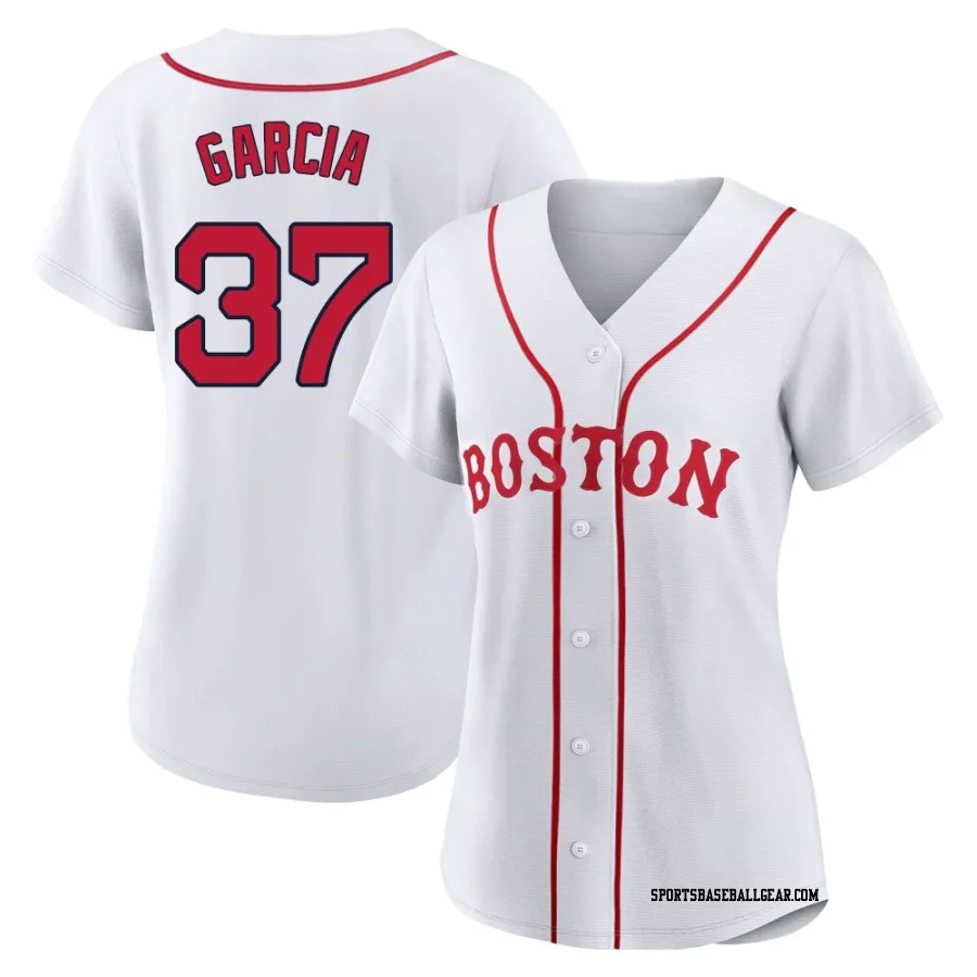 Jhostynxon Garcia Women's Boston Red Sox White Authentic 2021 Patriots' Day Jersey