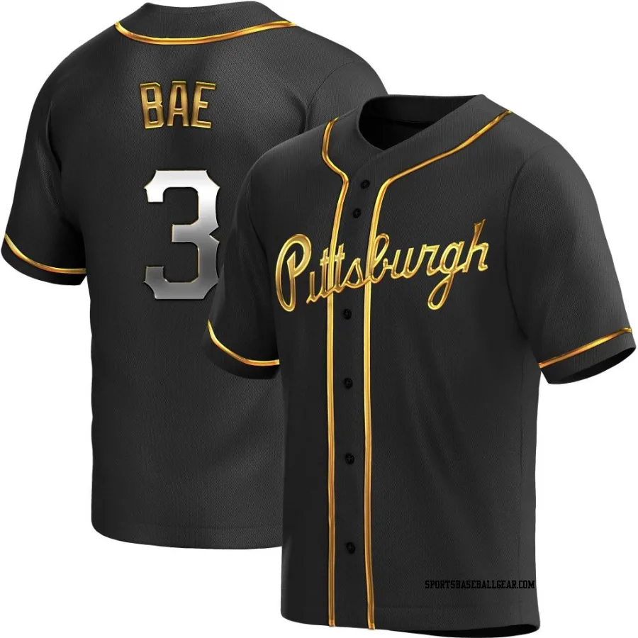 Ji Hwan Bae Men's Pittsburgh Pirates Black Golden Replica Alternate Jersey