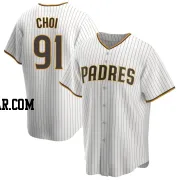 Ji Man Choi Men's San Diego Padres White/Brown Replica Home Jersey