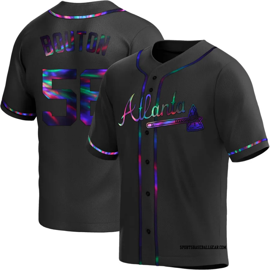 Jim Bouton Men's Atlanta Braves Black Holographic Replica Alternate Jersey