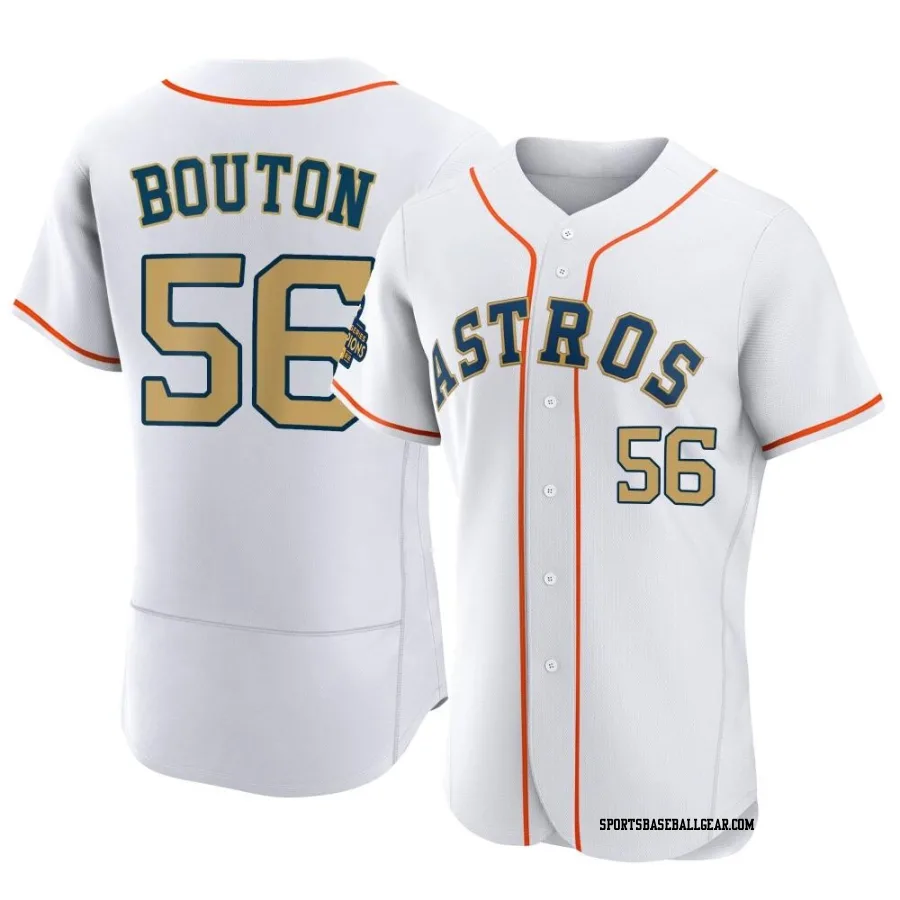 Jim Bouton Men's Houston Astros Gold Authentic White 2023 Collection Jersey