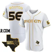 Jim Bouton Men's Houston Astros White/Gold Authentic 2023 Space City Ready 2 Reign Flex Base Jersey