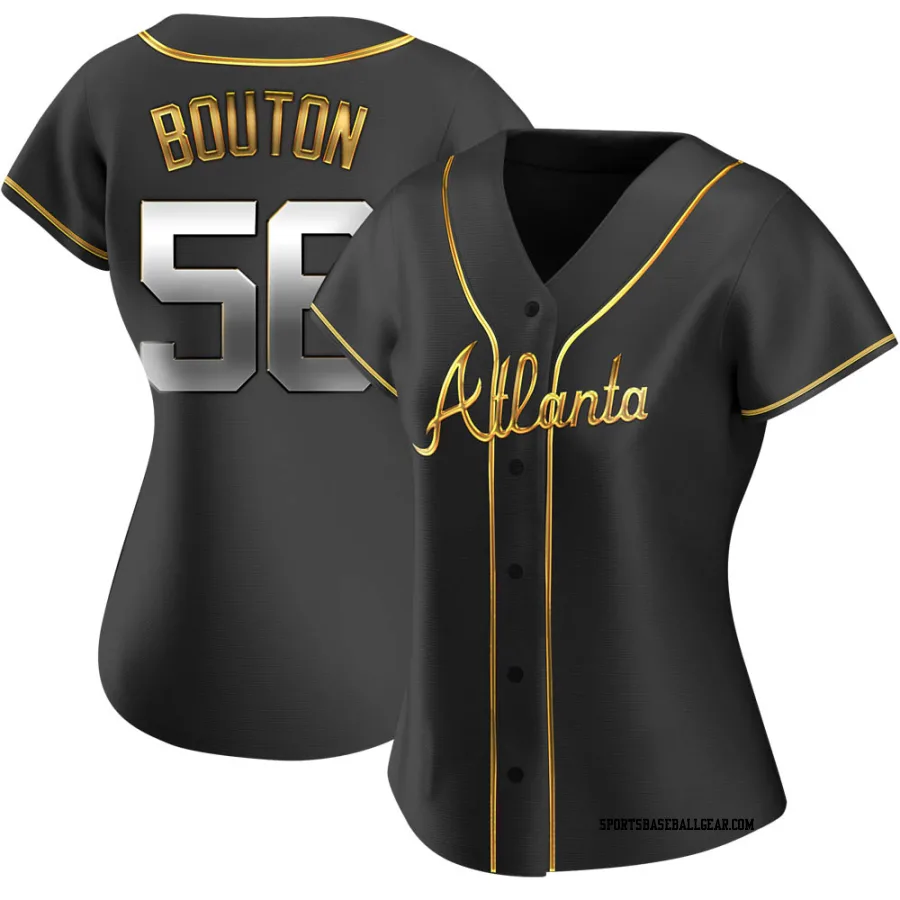 Jim Bouton Women's Atlanta Braves Black Golden Replica Alternate Jersey