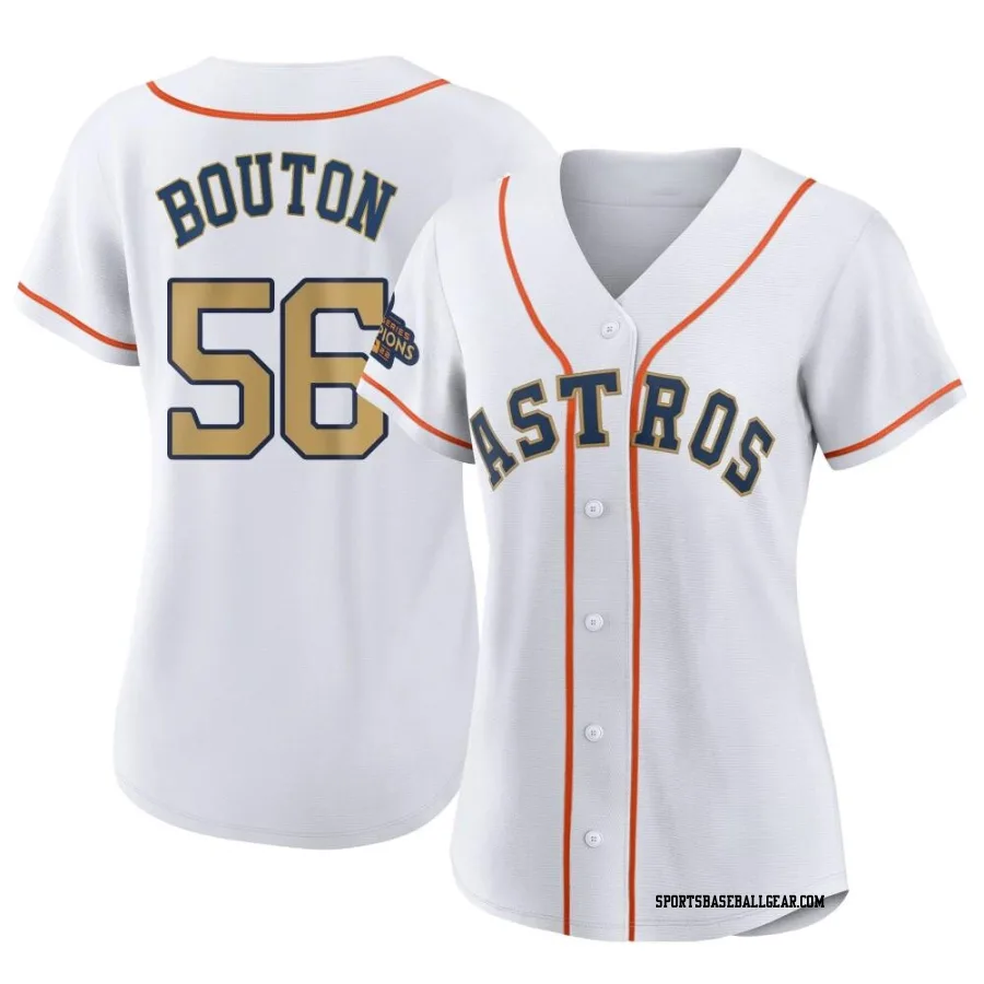 Jim Bouton Women's Houston Astros Gold Authentic White 2023 Collection Jersey