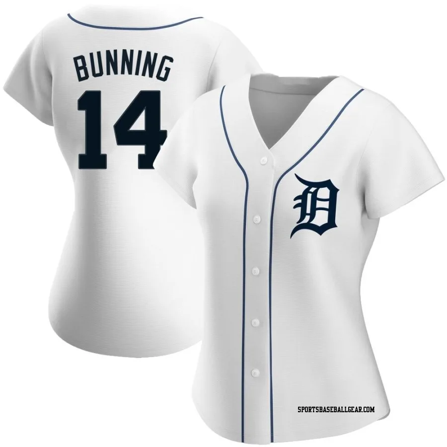 Jim Bunning Women's Detroit Tigers White Authentic Home Jersey