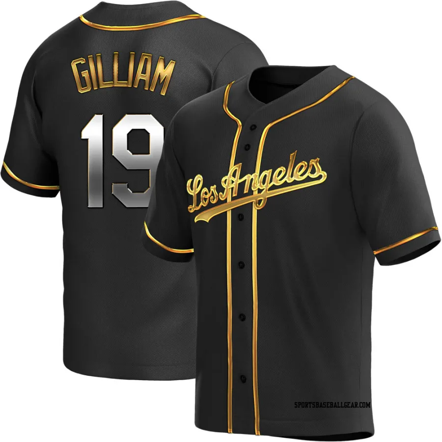 Jim Gilliam Men's Los Angeles Dodgers Black Golden Replica Alternate Jersey