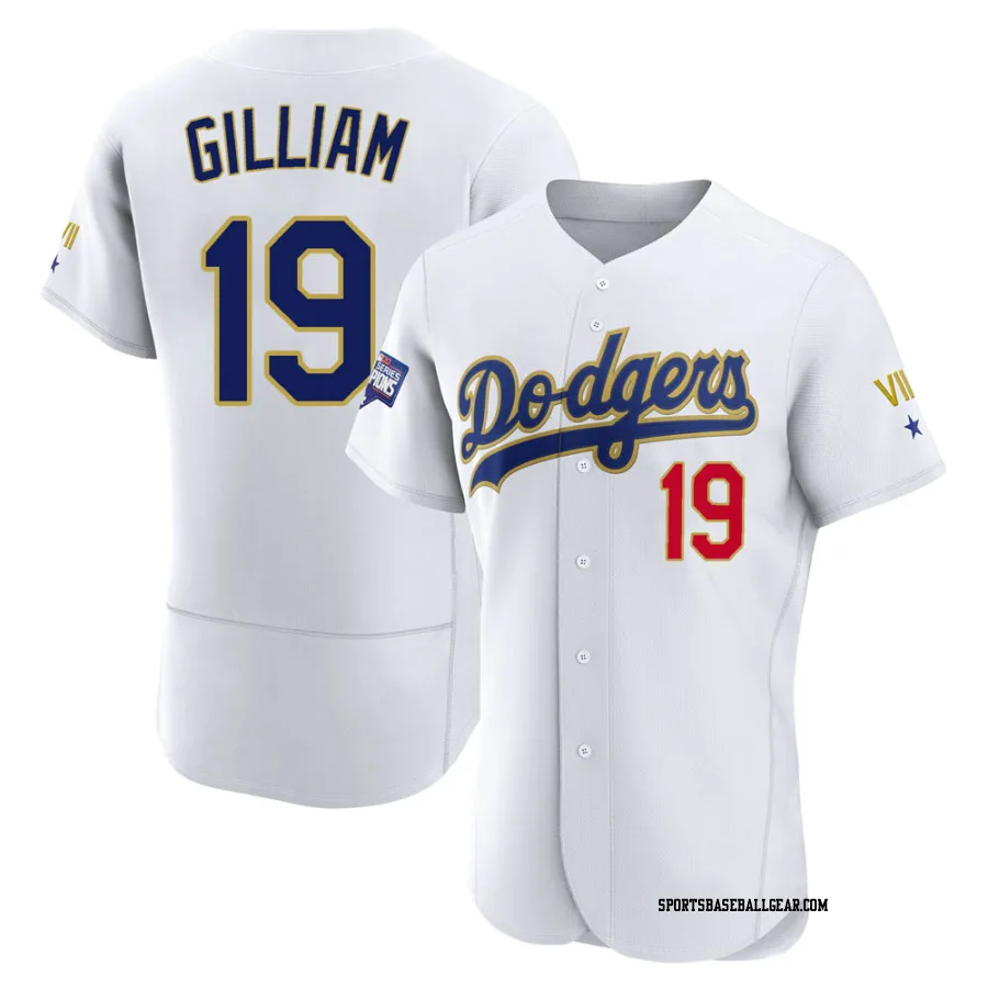 Jim Gilliam Men's Los Angeles Dodgers White/Gold Authentic 2021 Gold Program Player Jersey