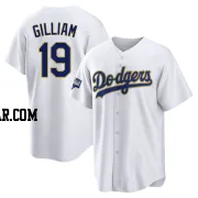 Jim Gilliam Men's Los Angeles Dodgers White/Gold Replica 2021 Gold Program Player Jersey