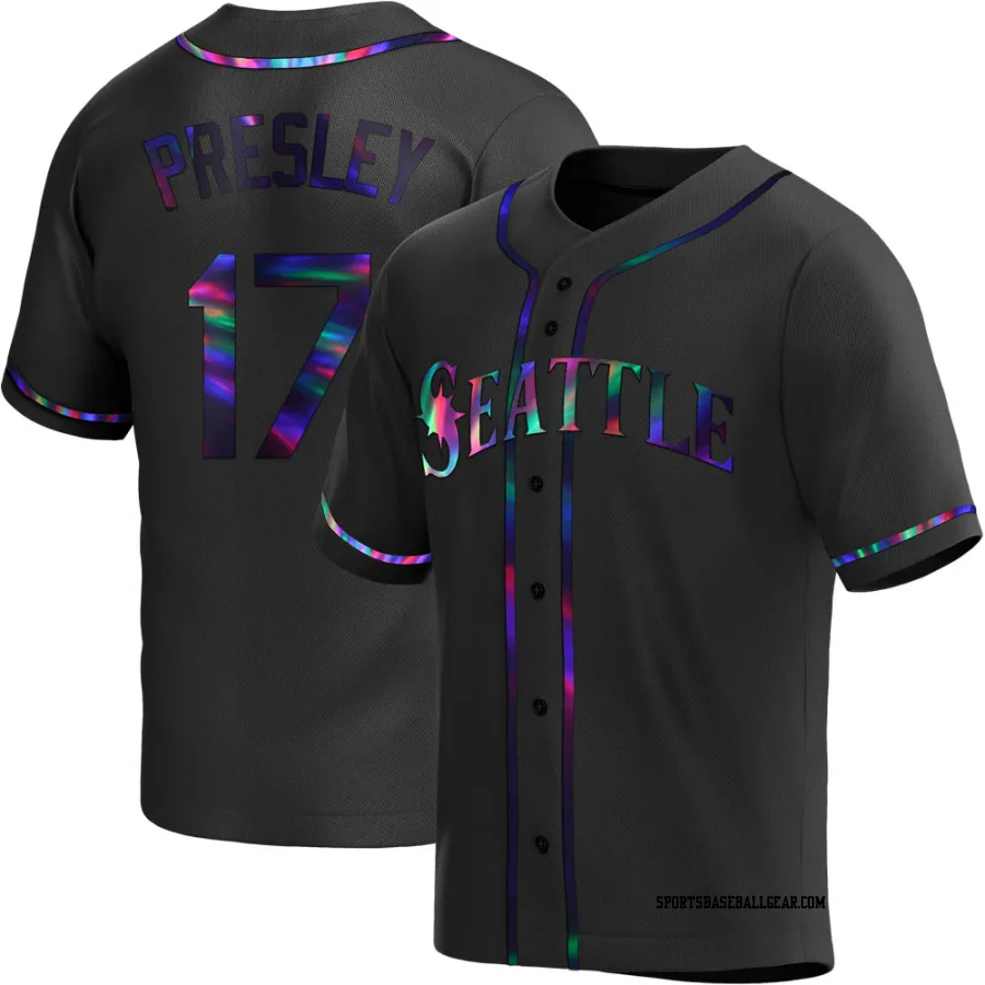 Jim Presley Men's Seattle Mariners Black Holographic Replica Alternate Jersey