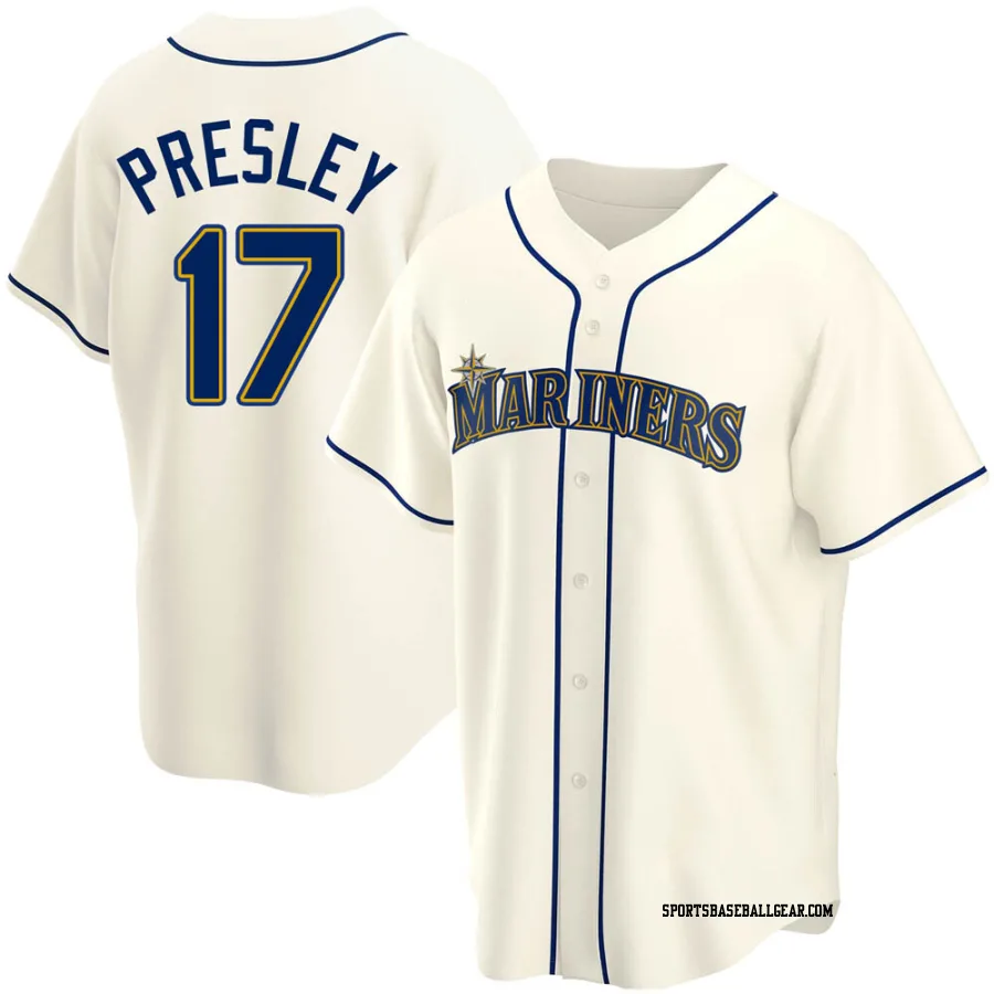 Jim Presley Men's Seattle Mariners Cream Replica Alternate Jersey