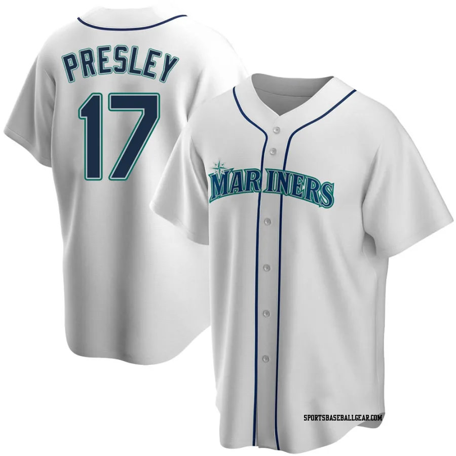 Jim Presley Men's Seattle Mariners White Replica Home Jersey