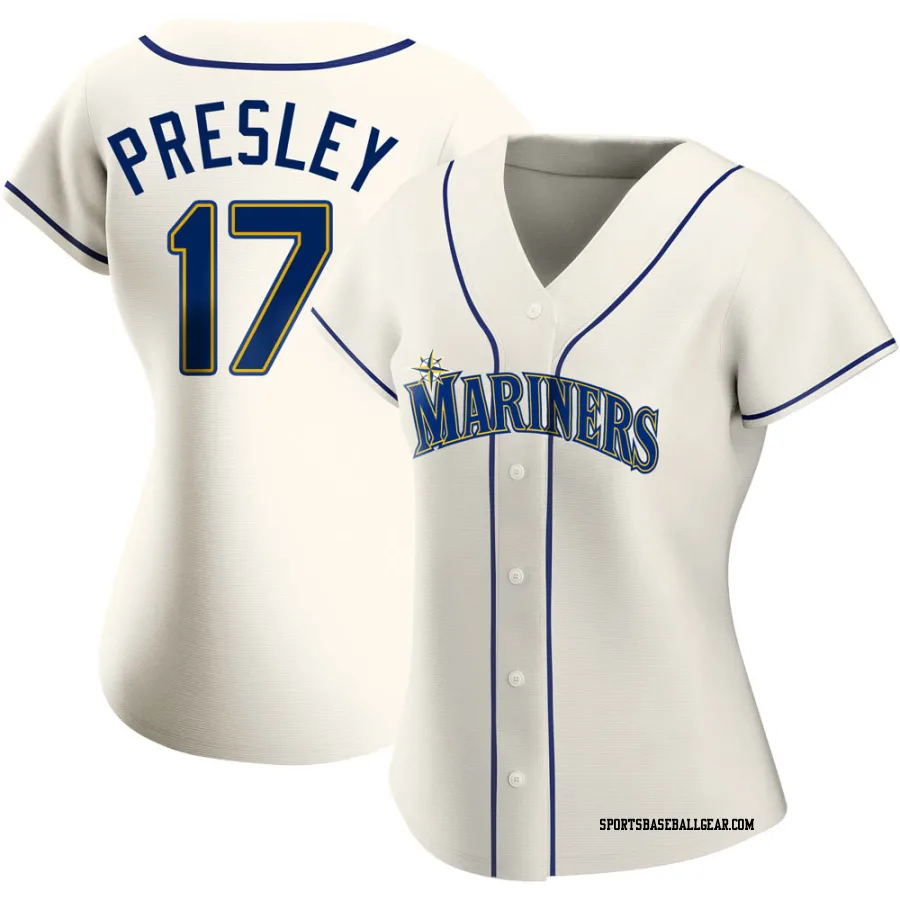 Jim Presley Women's Seattle Mariners Cream Replica Alternate Jersey