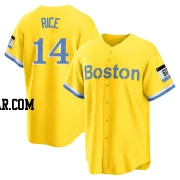 Jim Rice Men's Boston Red Sox Gold/Light Replica Blue 2021 City Connect Player Jersey