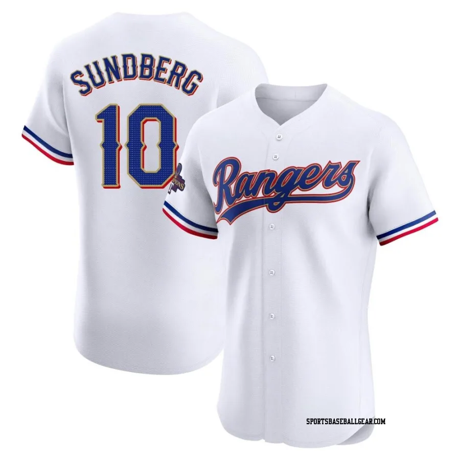 Jim Sundberg Men's Texas Rangers Gold Elite White 2024 Collection Jersey