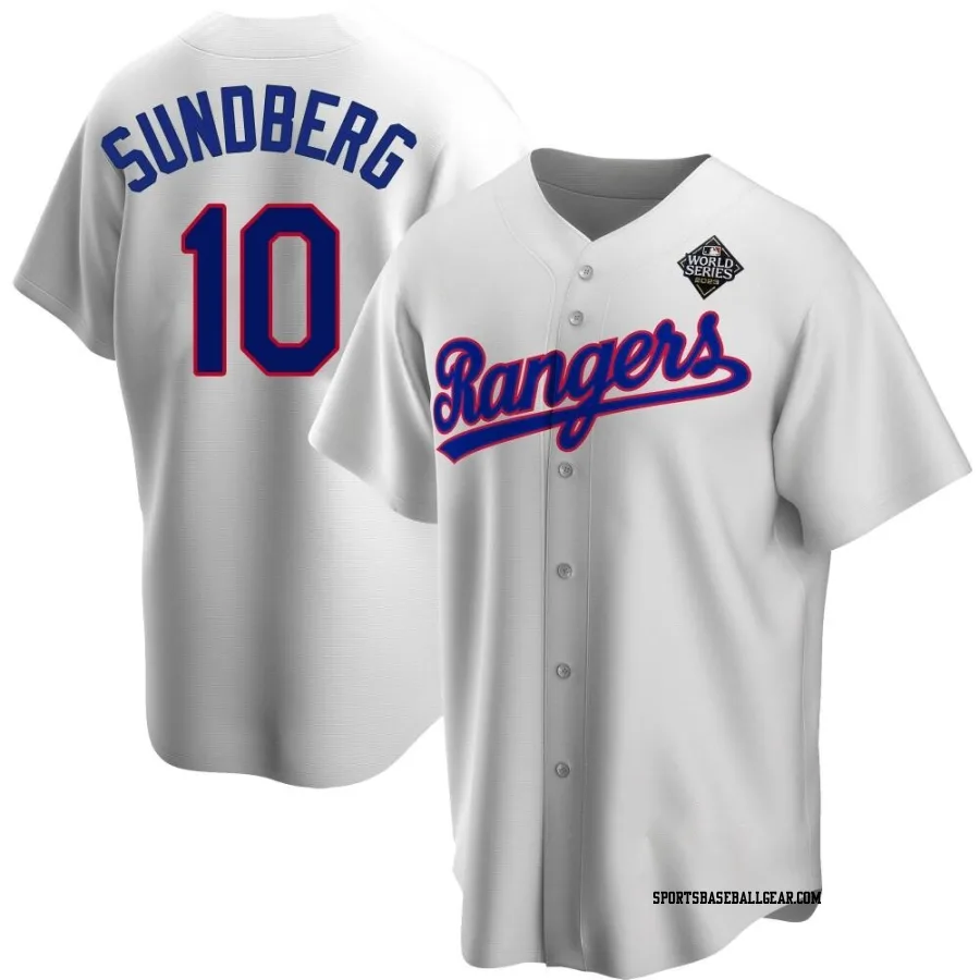 Jim Sundberg Youth Texas Rangers White Replica Home Cooperstown Collection 2023 World Series Jersey