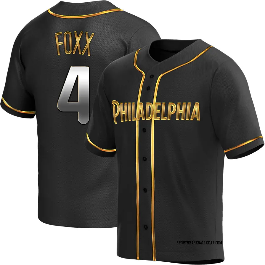 Jimmy Foxx Men's Philadelphia Phillies Black Golden Replica Alternate Jersey