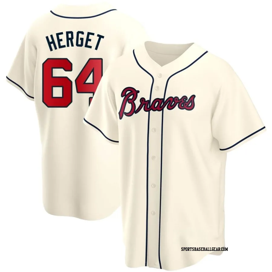 Jimmy Herget Men's Atlanta Braves Cream Replica Alternate Jersey