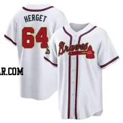 Jimmy Herget Men's Atlanta Braves Gold Replica White 2022 Program Jersey