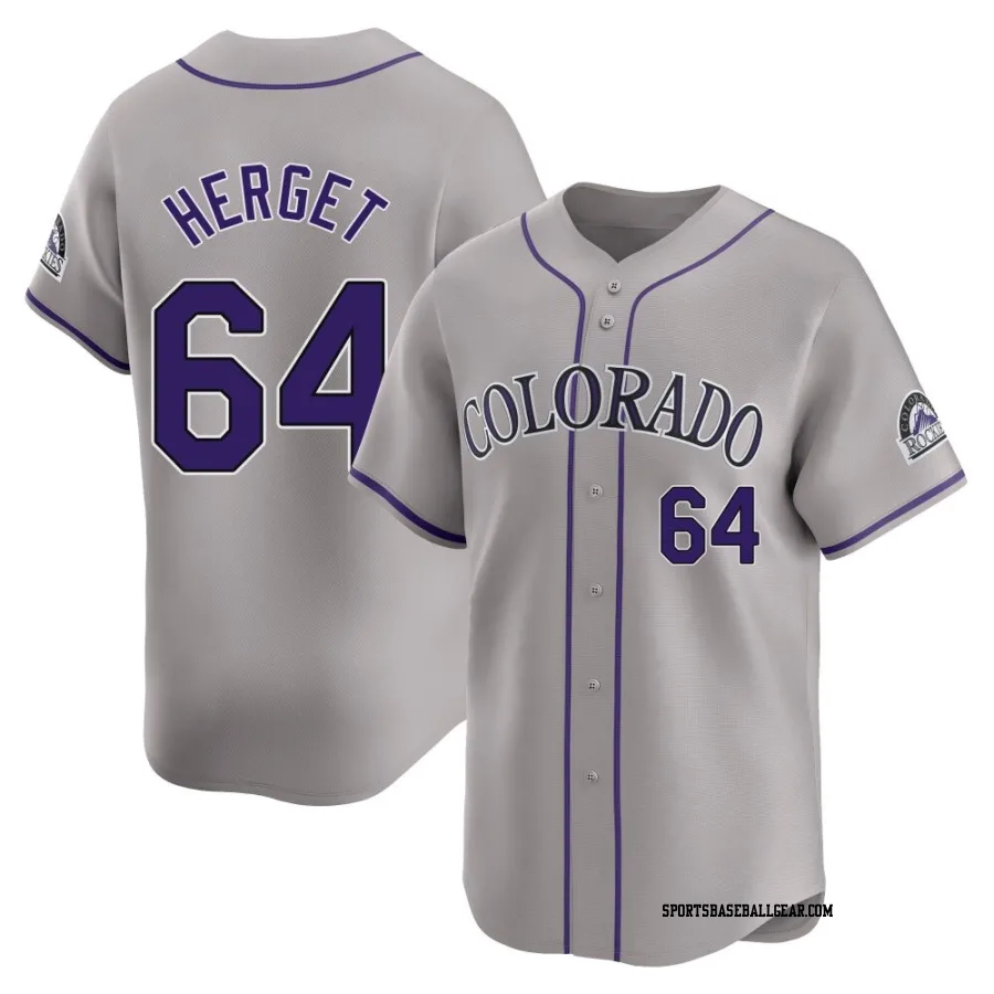 Jimmy Herget Men's Colorado Rockies Gray Limited Road Jersey