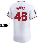 Jimmy Herget Men's Los Angeles Angels White Elite Home Patch Jersey