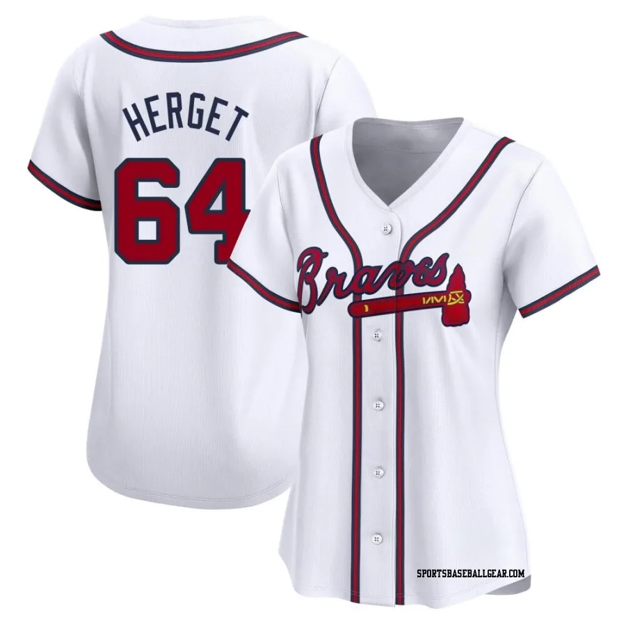 Jimmy Herget Women's Atlanta Braves White Limited Home Jersey