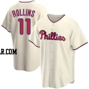 Jimmy Rollins Men's Philadelphia Phillies Cream Replica Alternate Jersey