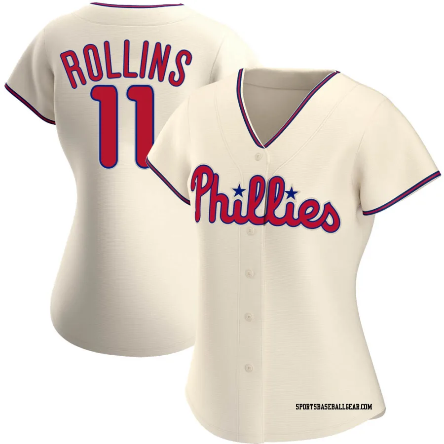 Jimmy Rollins Women's Philadelphia Phillies Cream Authentic Alternate Jersey