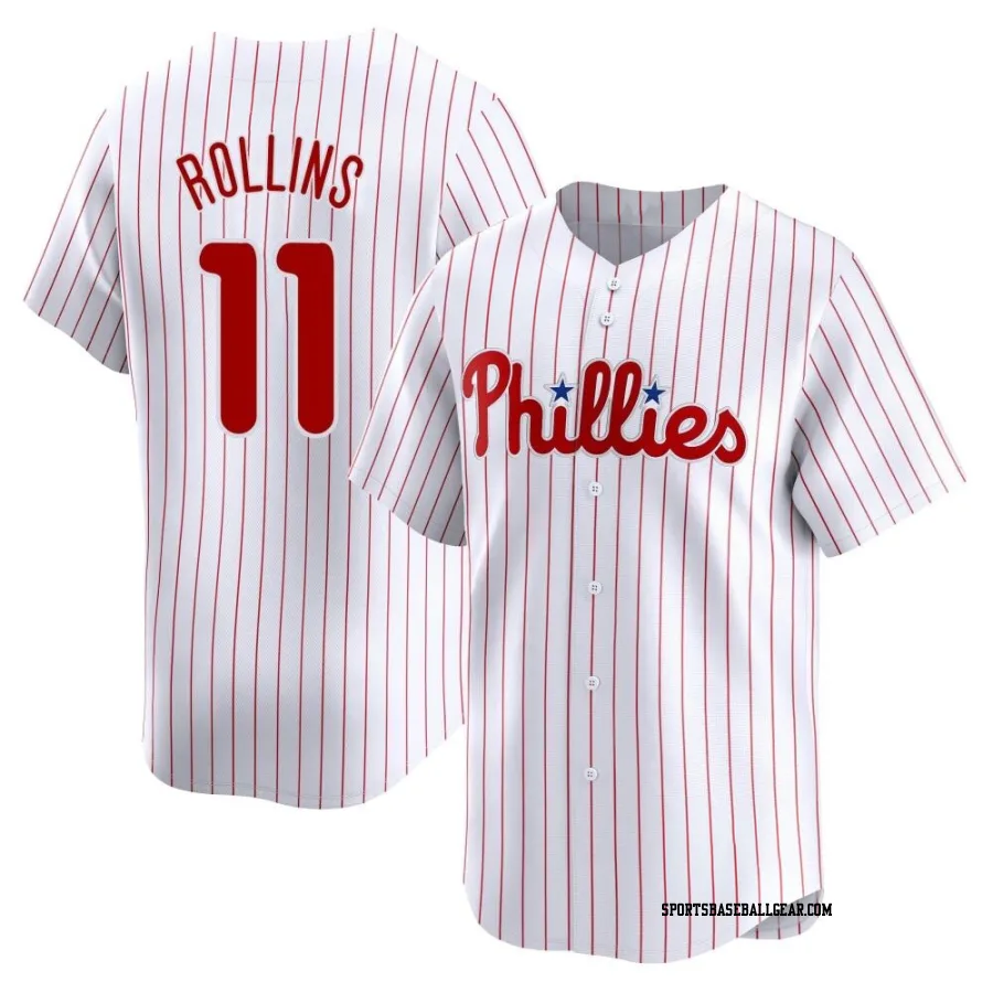 Jimmy Rollins Youth Philadelphia Phillies White Limited Home Jersey