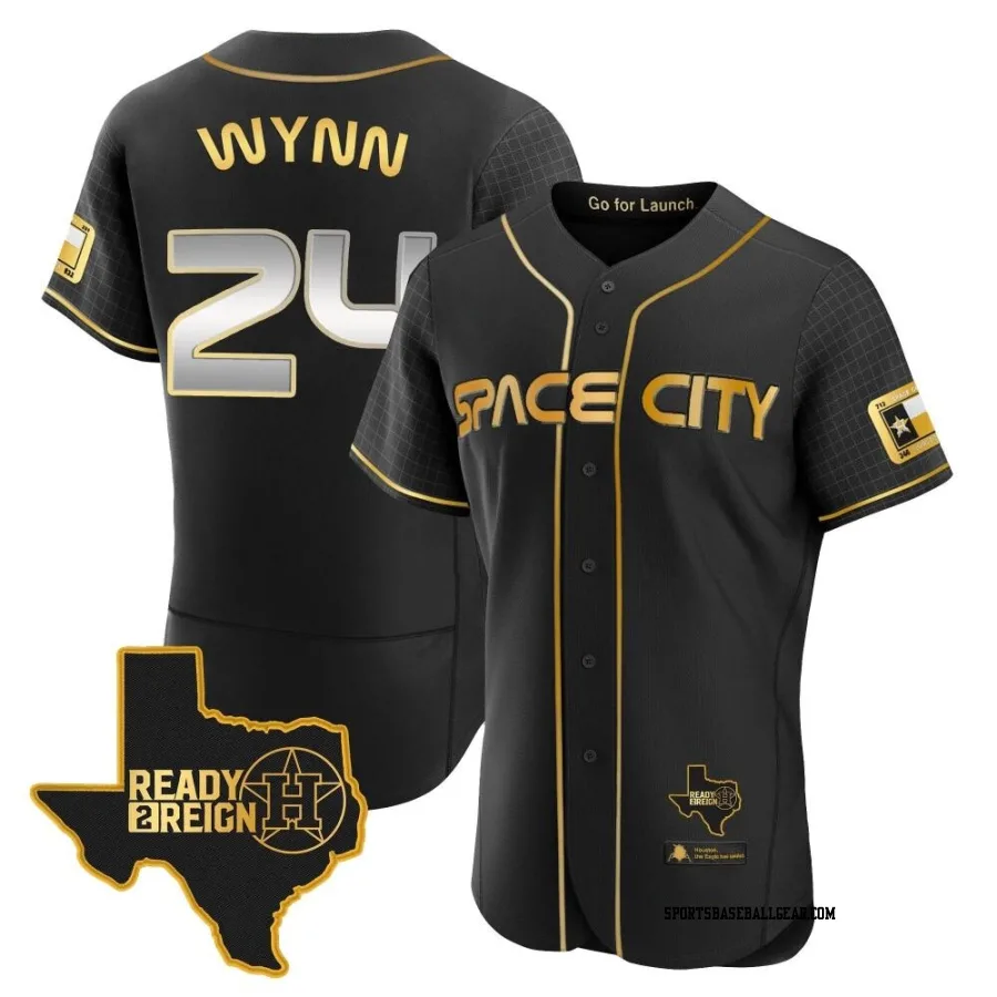 Jimmy Wynn Men's Houston Astros Black/Gold Authentic 2023 Space City Ready 2 Reign Flex Base Jersey