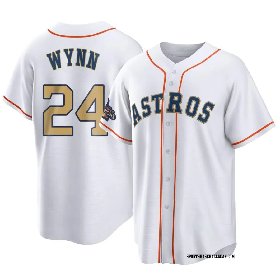 Jimmy Wynn Youth Houston Astros Gold Replica White 2023 Collection Jersey