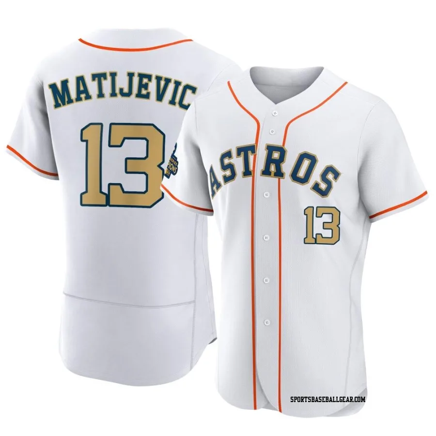 J.J. Matijevic Men's Houston Astros Gold Authentic White 2023 Collection Jersey