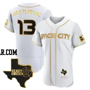 J.J. Matijevic Men's Houston Astros White/Gold Authentic 2023 Space City Ready 2 Reign Flex Base Jersey