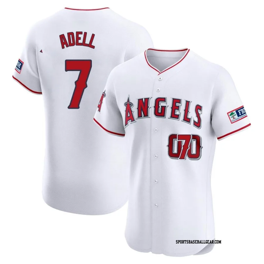 Jo Adell Men's Los Angeles Angels White Elite Home Patch Jersey