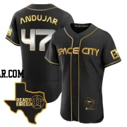 Joaquin Andujar Men's Houston Astros Black/Gold Authentic 2023 Space City Ready 2 Reign Flex Base Jersey