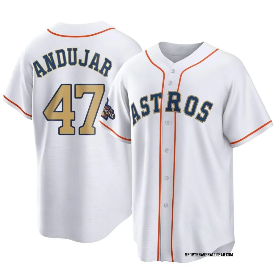 Joaquin Andujar Men's Houston Astros Gold Replica White 2023 Collection Jersey