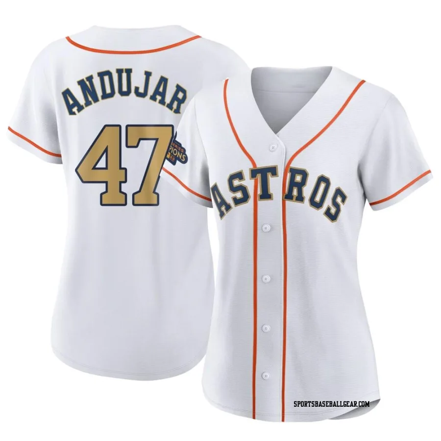 Joaquin Andujar Women's Houston Astros Gold Authentic White 2023 Collection Jersey