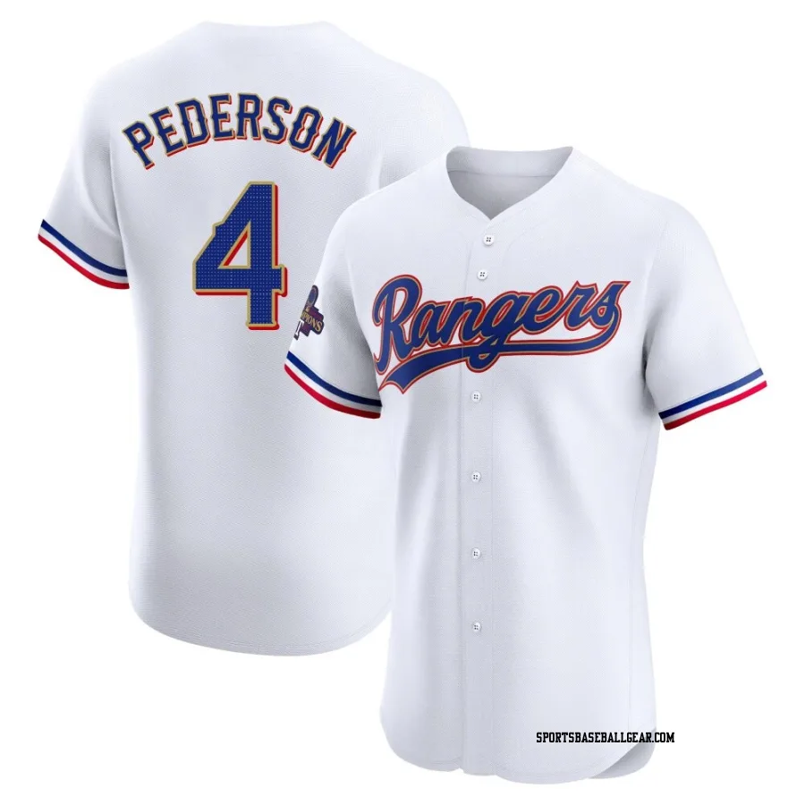 Joc Pederson Men's Texas Rangers Gold Elite White 2024 Collection Jersey