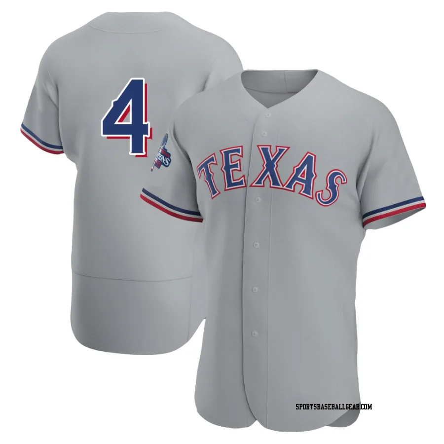 Joc Pederson Men's Texas Rangers Gray Authentic Road 2023 World Series Champions Jersey