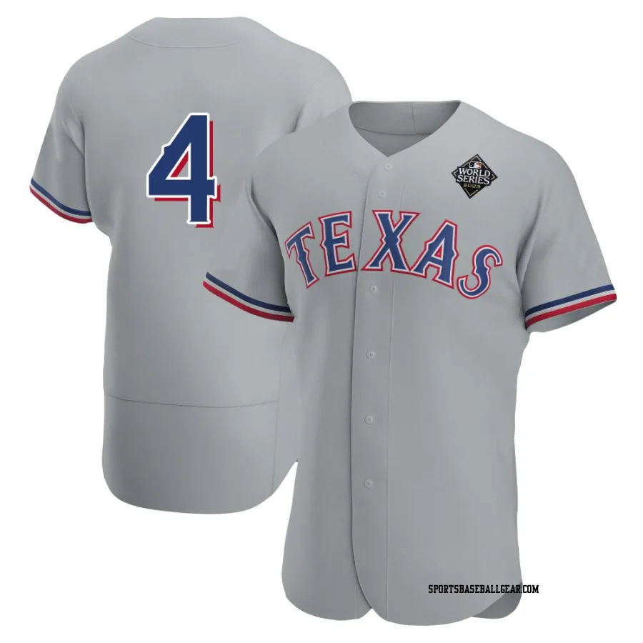 Joc Pederson Men's Texas Rangers Gray Authentic Road 2023 World Series Jersey