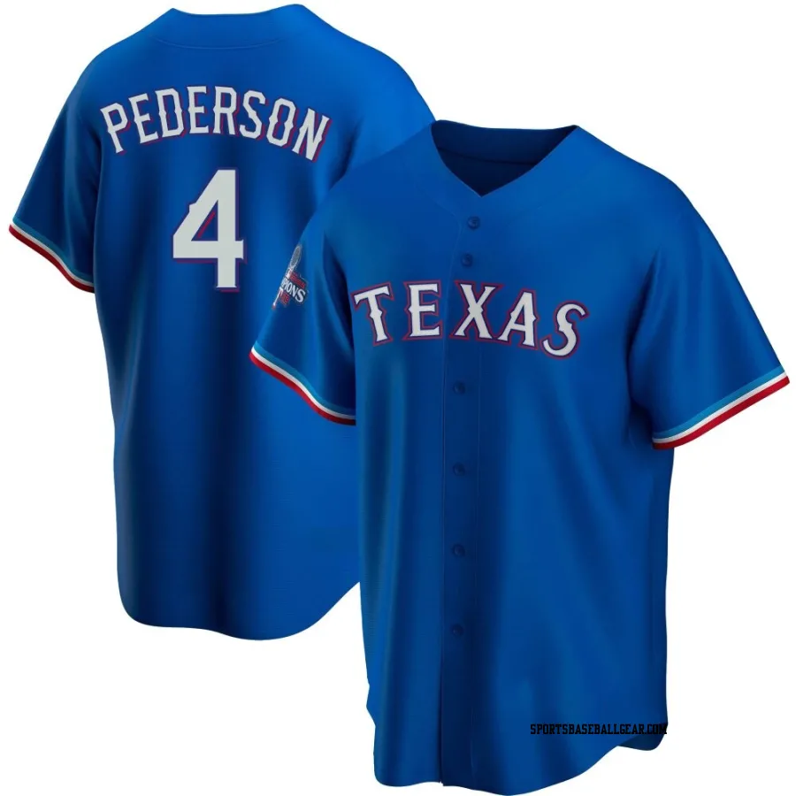 Joc Pederson Men's Texas Rangers Royal Replica Alternate 2023 World Series Champions Jersey