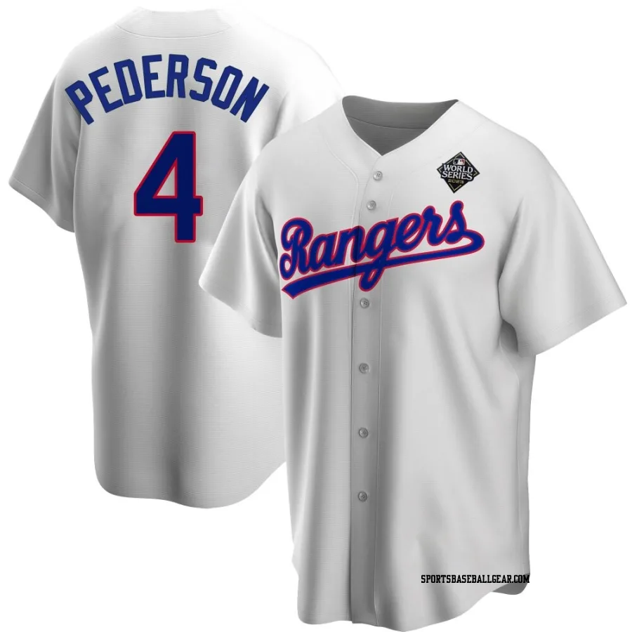 Joc Pederson Men's Texas Rangers White Replica Home Cooperstown Collection 2023 World Series Jersey