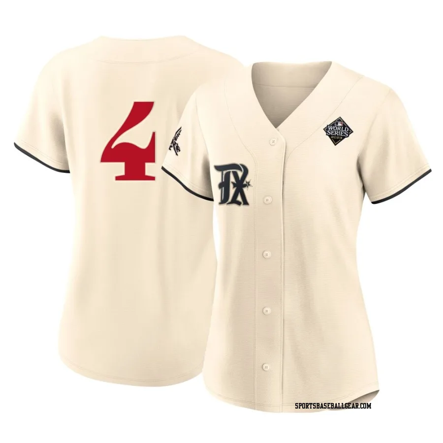 Joc Pederson Women's Texas Rangers Cream Replica 2023 City Connect 2023 World Series Jersey