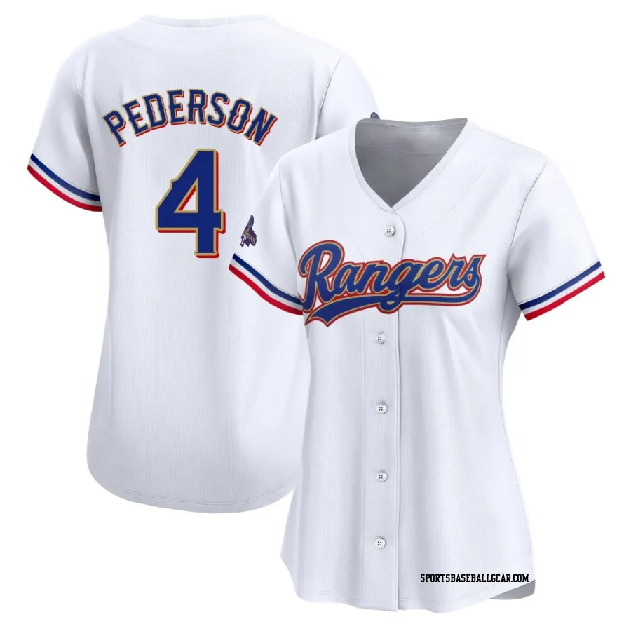 Joc Pederson Women's Texas Rangers Gold Limited White 2024 Collection Jersey