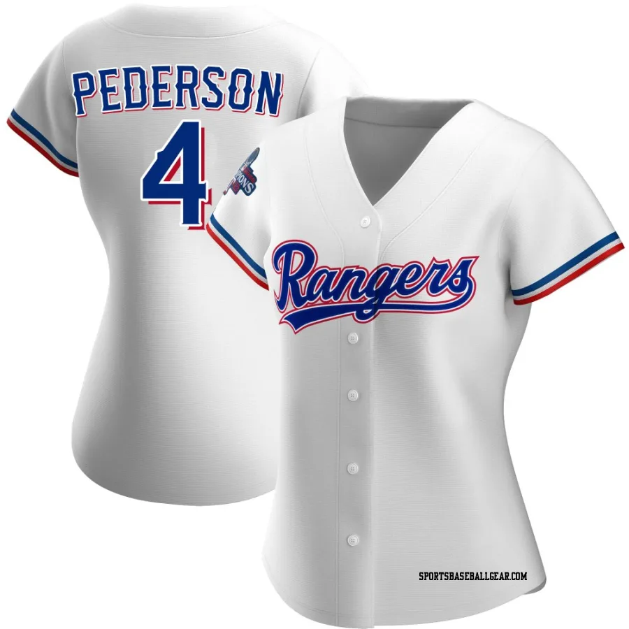 Joc Pederson Women's Texas Rangers White Authentic Home 2023 World Series Champions Jersey