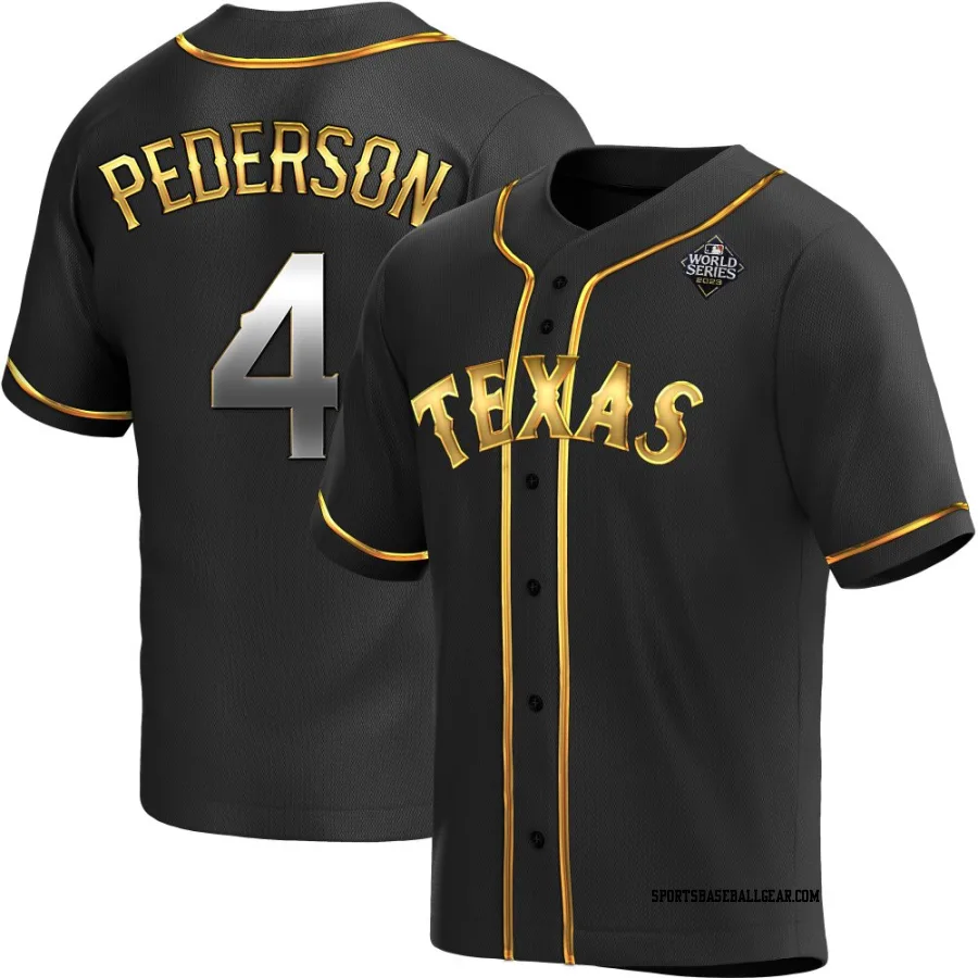 Joc Pederson Youth Texas Rangers Black Golden Replica Alternate 2023 World Series Jersey