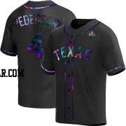 Joc Pederson Youth Texas Rangers Black Holographic Replica Alternate 2023 World Series Jersey